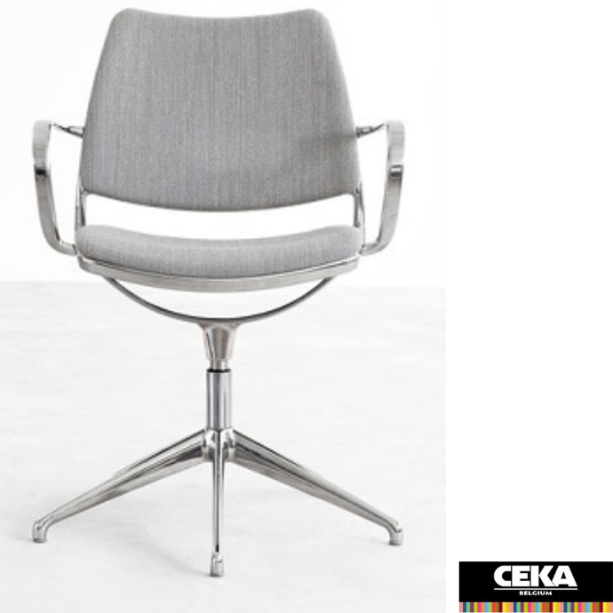 chaise réunion GAS-STUA retour automatique chrome tissu gris