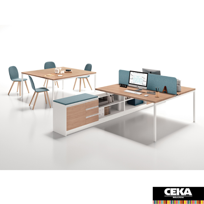 bureau agile bench sur armoire oprteuse plateau bois pieds blancs armoires de rangement table de réunion