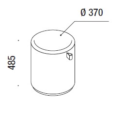 Pouf rond Nucleo, poignée en cuir marron