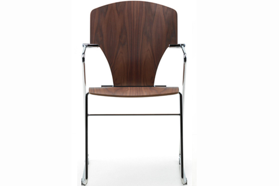 [319] EGOA cantilever chair with wooden back (Walnut Natrual)