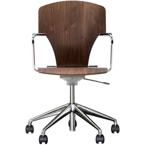 [319R] EGOA bureaustoel met houten rugleuning (Wit gebeitst essenhout)