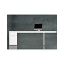 Bureau FRIDAY LONG ((220) 220x80x75cm, (1BIG) caisson à G, (L002) Noir, (X) Blanc, (X) STD)