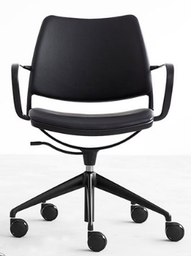 [82_BR_FET002] Gas Task chair with armrest _ FAST (Black / Art. Leather FET002)