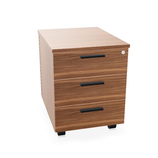 3 drawers pedestal on castors with 3 soft-closings W. 42  H. 55,5  D. 57 