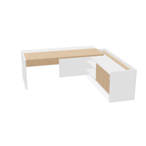 Bureau avec meuble de service Ht. 65 - Préciser D ou G - L.230 / P.210 / H.75