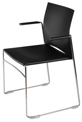 Stackable visitor chair with armrests 