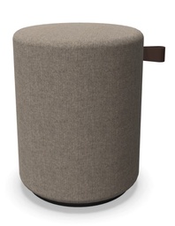 Nucleo round pouffe, brown leather handle